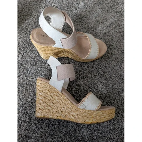 Altar'd State Elizabeth White Raffia Wedge Espadrille Sandals Mens 8M - Picture 3 of 7